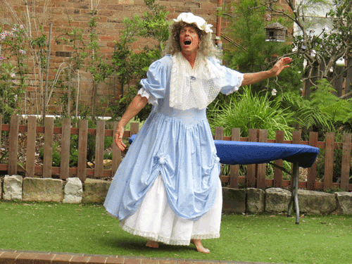 Mother Goose dancing delicately