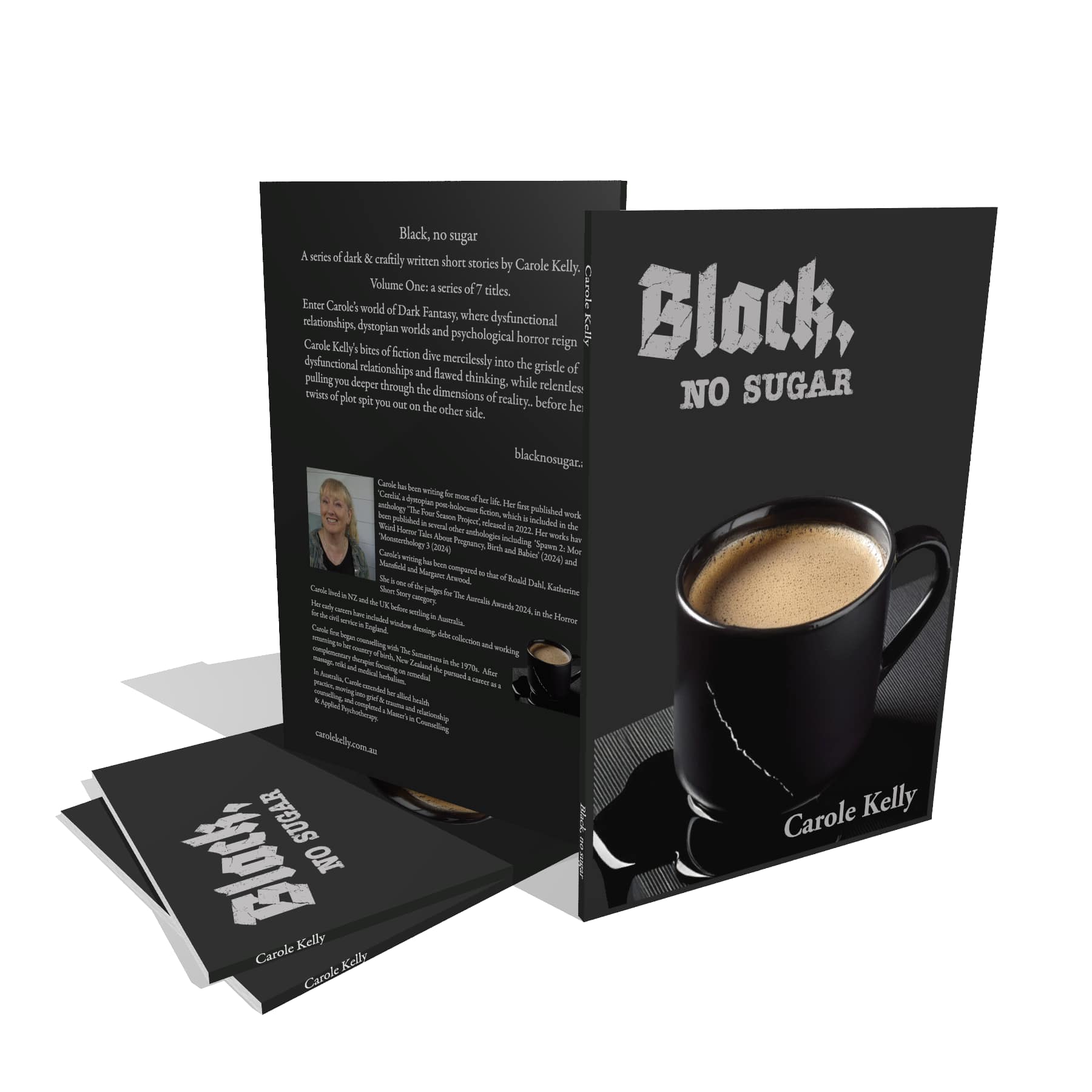 mockup of Carole Kelly's anthology 'Black, no sugar'